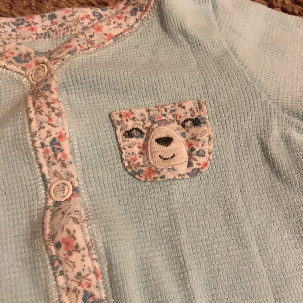 Carter’s floral and baby blue footie pajamas 9 mo